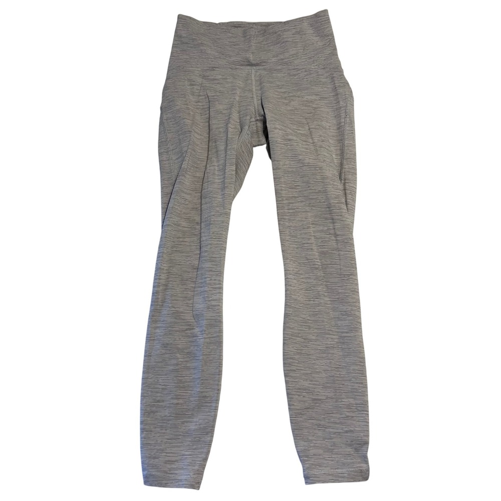 Lululemon Align High Rise Grey Striped Leggings Athleisure Workout Women Size 6